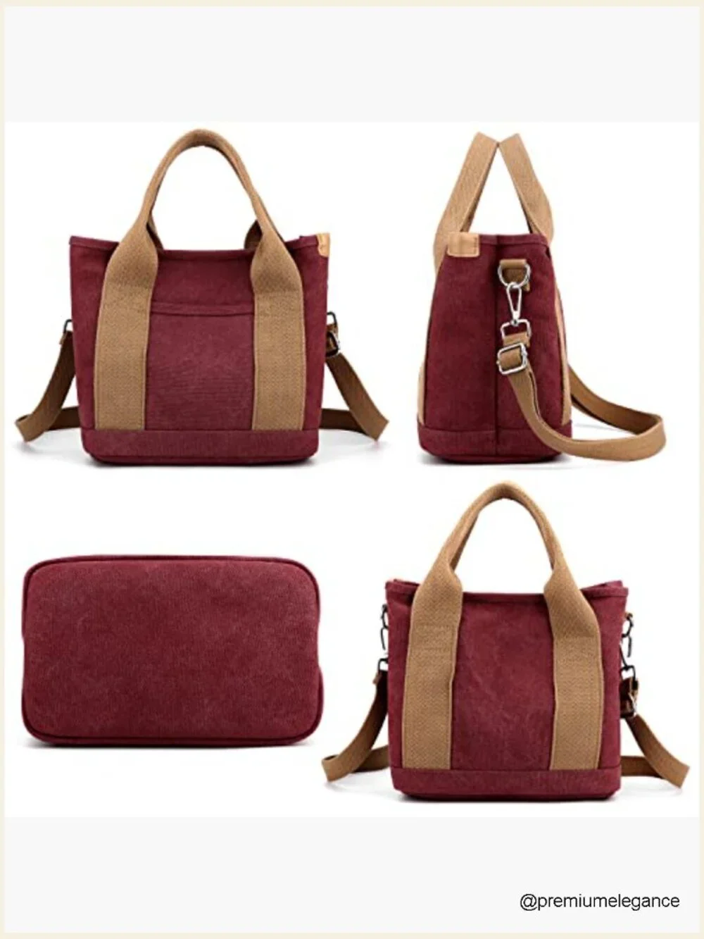 Canvas Satchel Hobo Tote Crossbody Bag 6 Pockets Zipper Travel Work